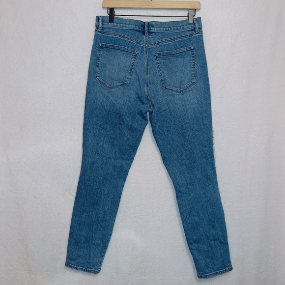 Loft Medium Wash Denim Frayed Side Stripe high Rise Skinny Jeans size 8 - Picture 7 of 7